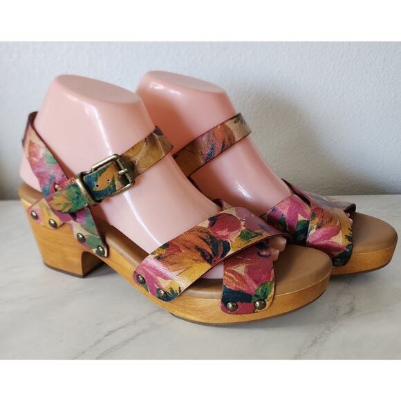 Patricia Nash Spring Summer Floral Platform Retro Clog Sandal Womens Size 8 - Picture 1 of 11